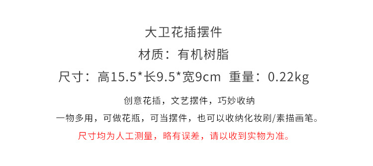 创意北欧收纳笔筒装饰品办公室宿舍桌面摆件大卫花瓶网红拍照道具详情2