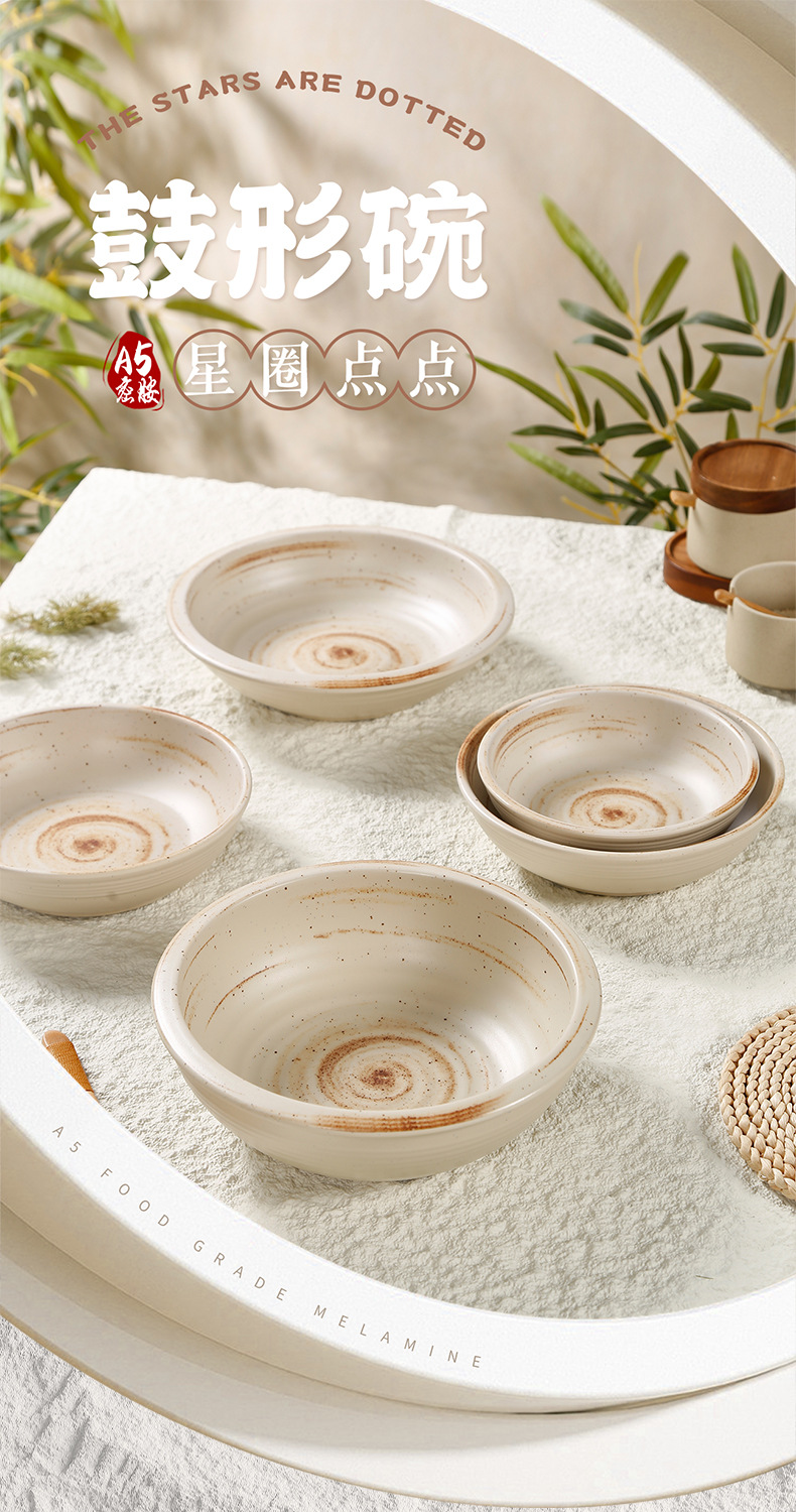 Factory wholesale melamine bowls, Japanese and Korean ramen bowls, commercial hotels and restaurants, shockproof and heat-resistant soup bowls, rice cups, and large porcelain imitation bowls pic 1