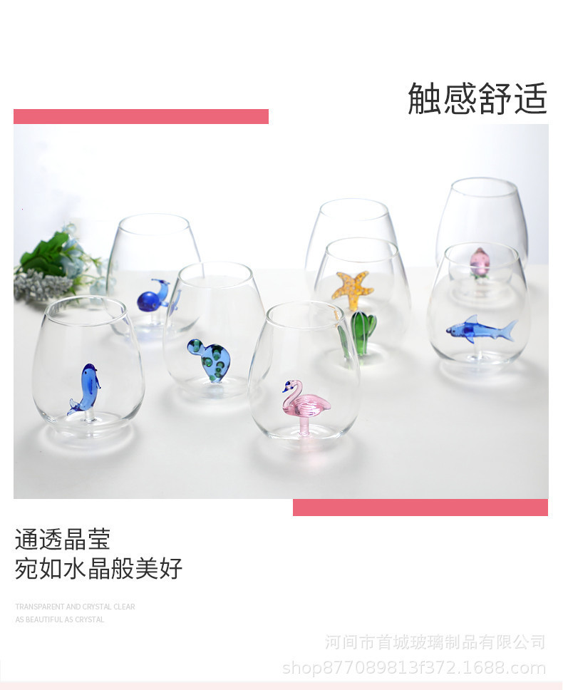 高颜值立体动物玻璃喝水杯子高级感蛋形果汁饮料杯透明玻璃单层杯详情8