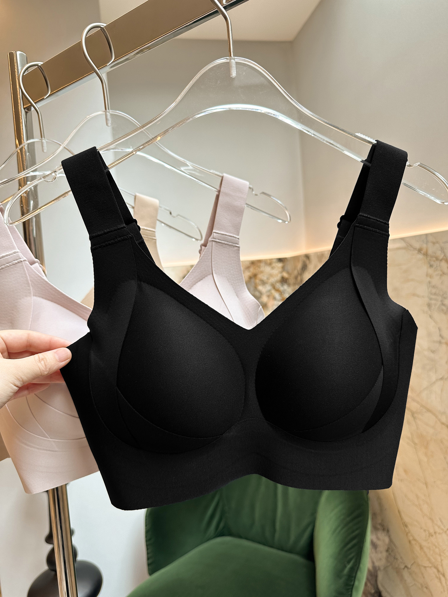 Full-cup latex bra for women, thin cup side-folding and adjustable bra, with a large bust that looks smaller, lifting and anti-sagging pic 58