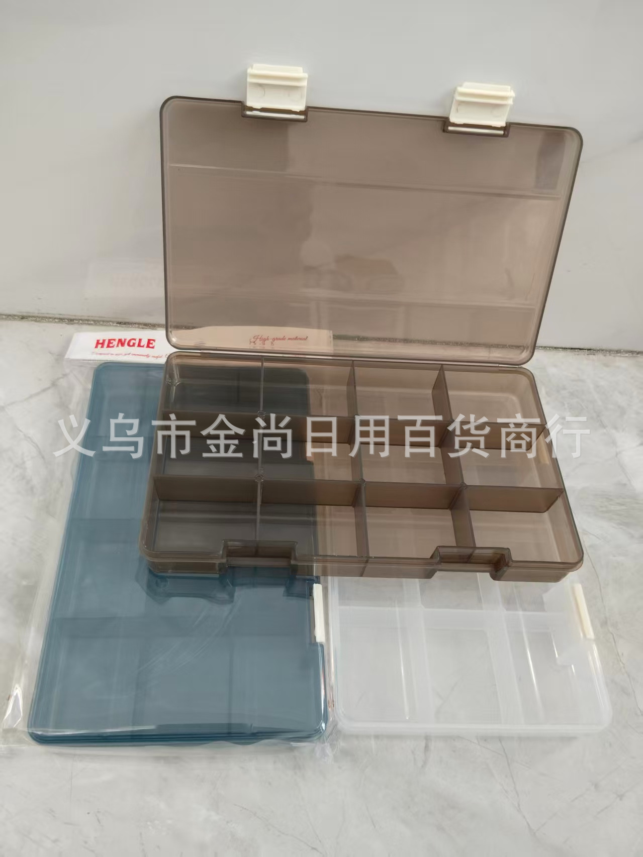 Household thickened transparent solid color plastic compartments storage box for toys, small items, tools and parts classification storage box pic 6