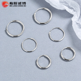 925纯银光面耳环女新款时尚极简风百搭潮耳圈冷淡风高级感耳饰品详情2