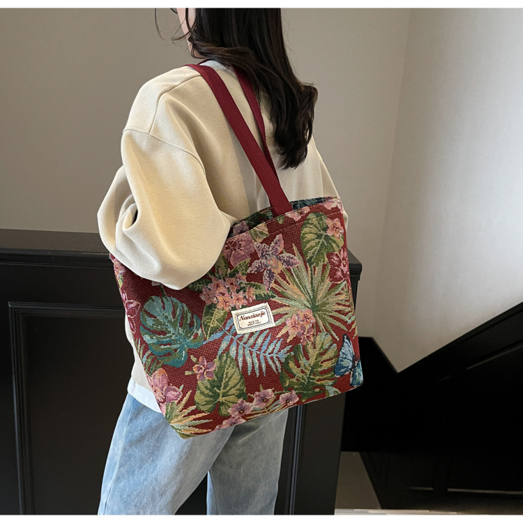 大容量国潮风帆布包包女2025新款通勤托特包女ins大学生上课单肩包详情33