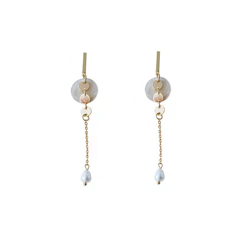 Freshwater pearl 925 silver needle plated with 14K, handcrafted design, long tassel earrings, feminine charm, Japanese and Korean ins earrings pic 6