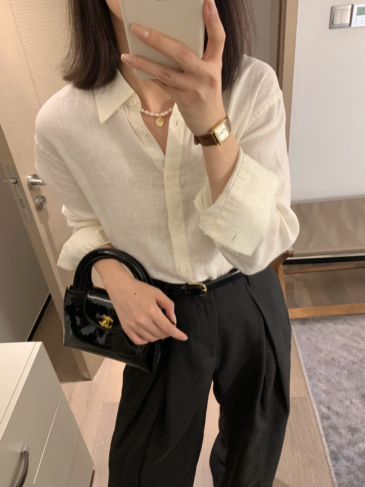 020810 春季新款女士刺绣亚麻平纹纯色简约宽松通勤舒适衬衣衬衫详情12