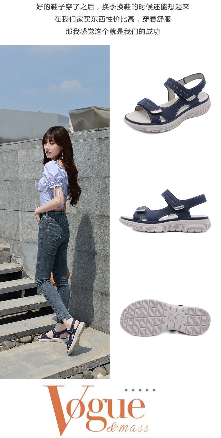 Summer 2024 new genuine leather sandals for women, sporty style, wedge and lightweight Velcro, large-sized slippers for women, one-piece consignment pic 10