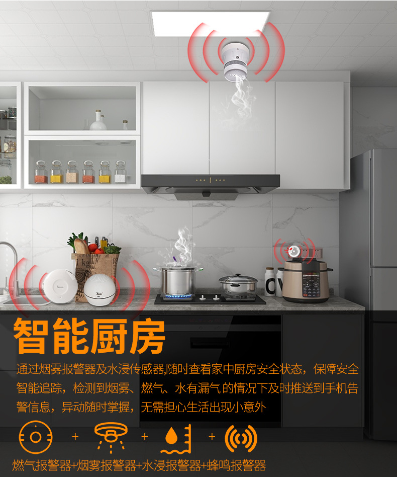 涂鸦智能家居传感器门磁烟雾燃气温湿度水浸报警器智能人体感应器详情8