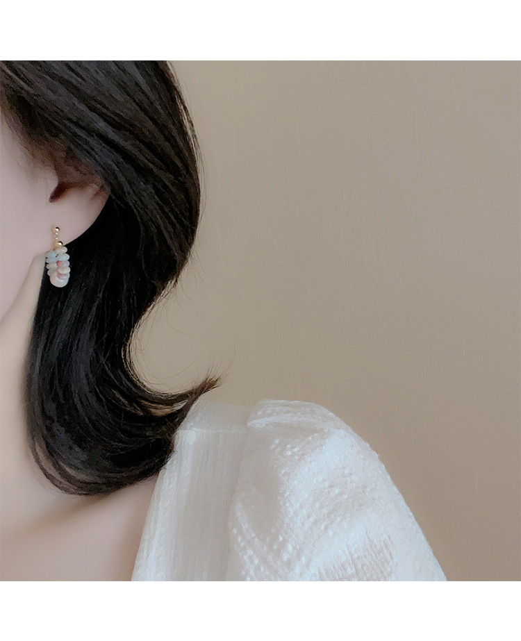 银针异形淡水珍珠寿山石耳环女爆款耳圈耳饰蛇皮花纹简约时尚耳饰详情6