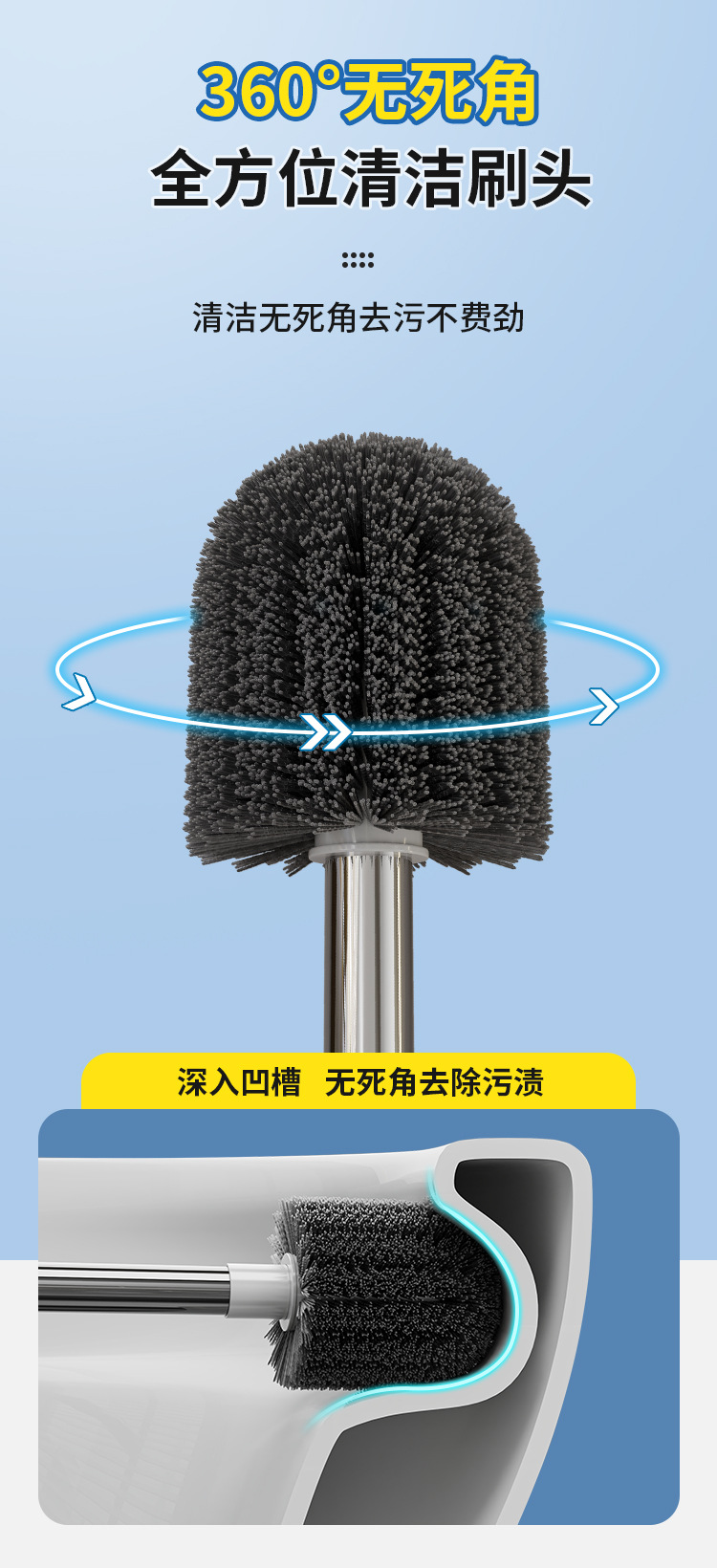 Household bathroom wall-mounted toilet brush, toilet brush, sitting toilet hard bristle brush, cleaning brush, plastic long-handled toilet wash pic 10