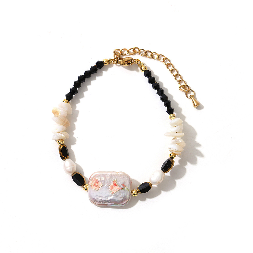 原创贴花巴洛克搭黑尖晶百搭手链小众设计感轻奢手镯闺蜜学生手饰详情10