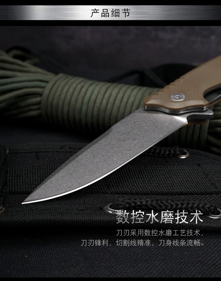 New folding knife G10 handle D2 steel bearing small knife G10 handle stainless steel Yangjiang household function in stock wholesale pic 4