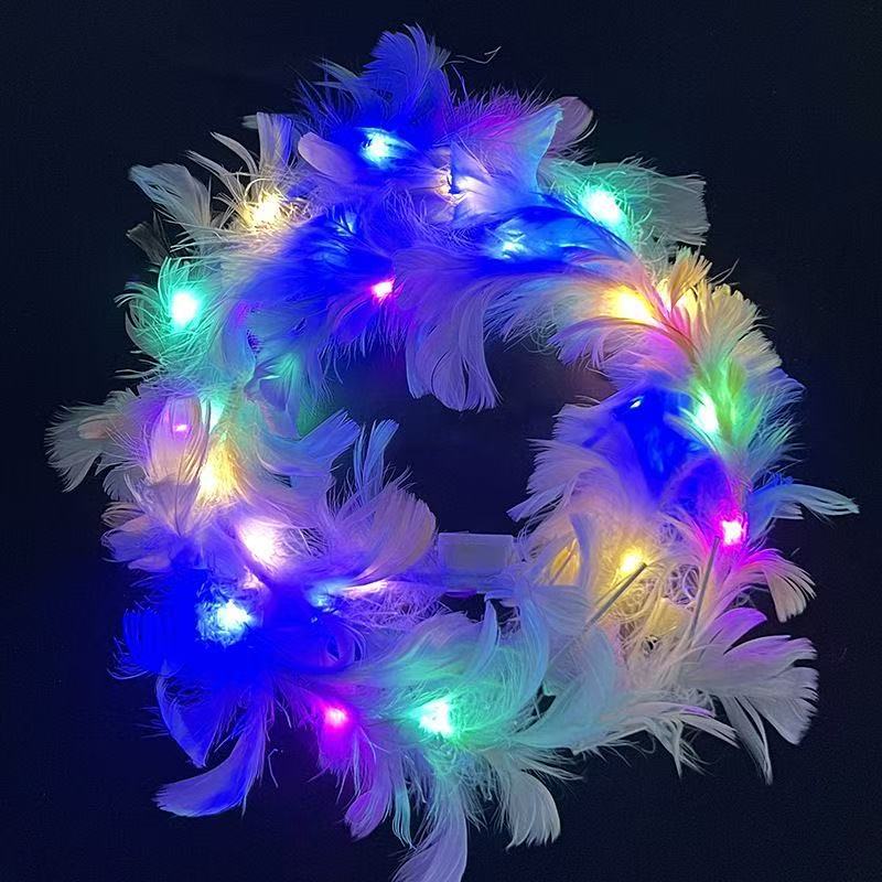 发光羽毛花环花环发光戒指玩具项链发光手镯解压玩具详情13