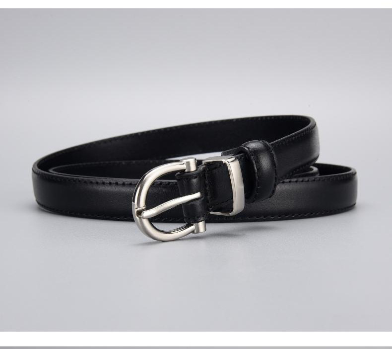 头层牛皮女款细腰带百搭黑色真皮时尚工厂批发服装配饰腰带详情4