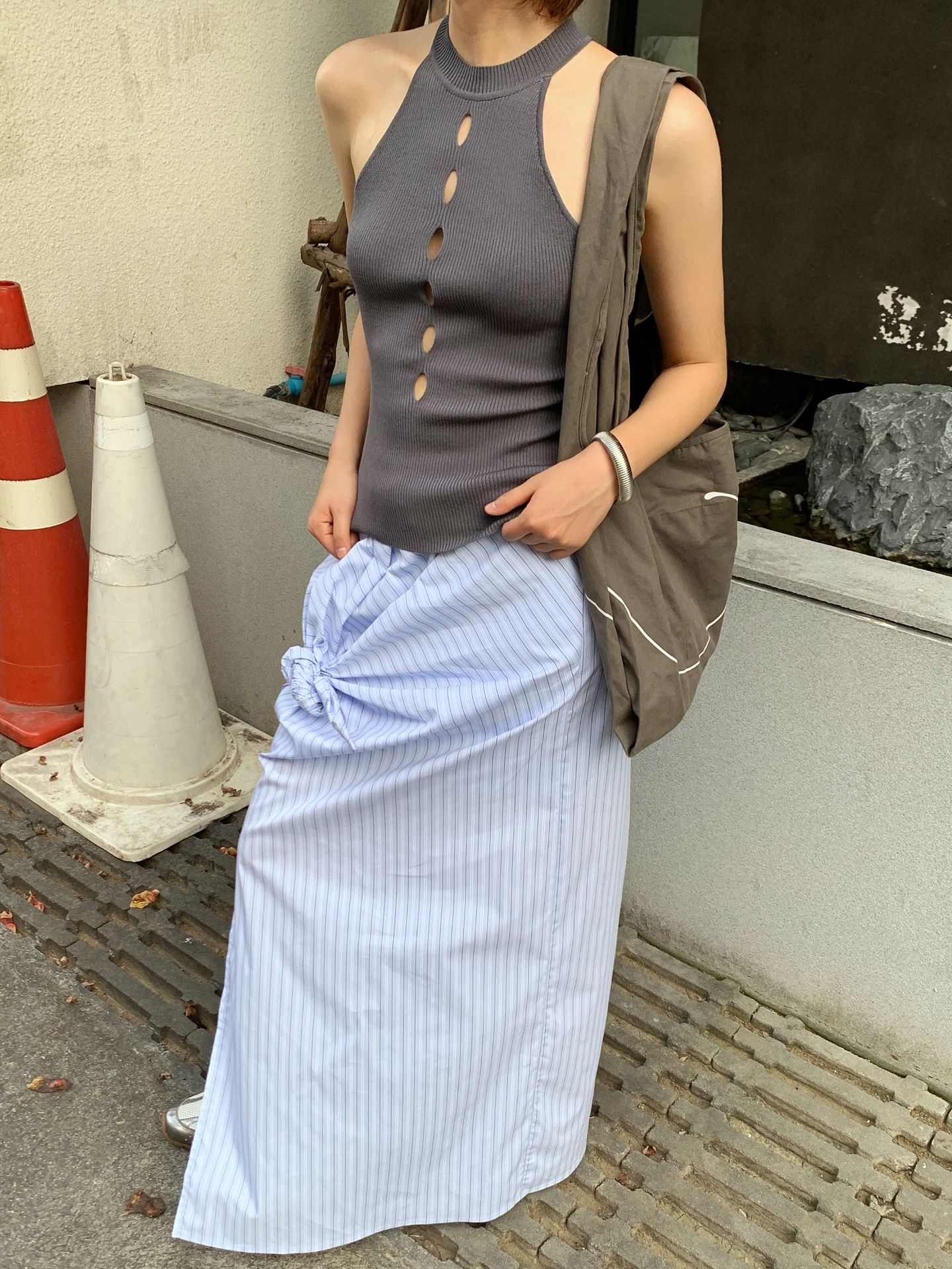 UNITY MODE Sweet and cool Tencel cut-out stand-up collar vest for summer girls, slimming and form-fitting sweater pic 44