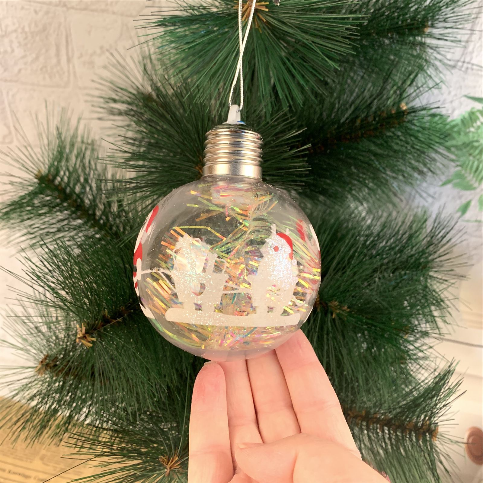 Navidad nuevo estilo con luz bola de navidad transparente comercio exterior colgante árbol de navidad decoraciones de ventana de navidad bola transparente pic 11