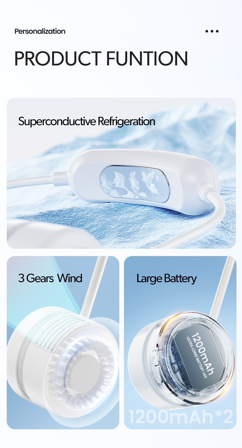 Cross-border neck fan 2025 New model outdoor sports ice pack cooling Fan Portable brushless motor neck fan pic 4