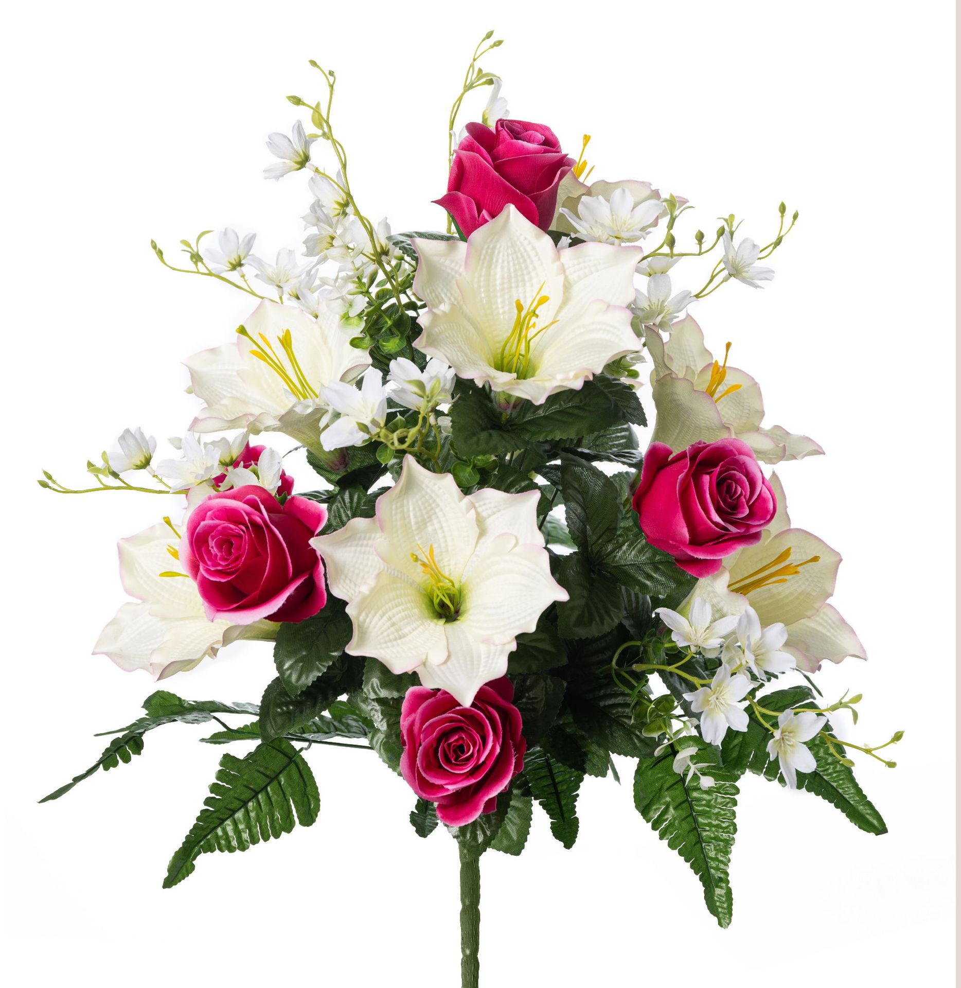 外贸跨境货源24头大把束仿真花玫瑰百合假花花束仿真花装饰摆件详情11