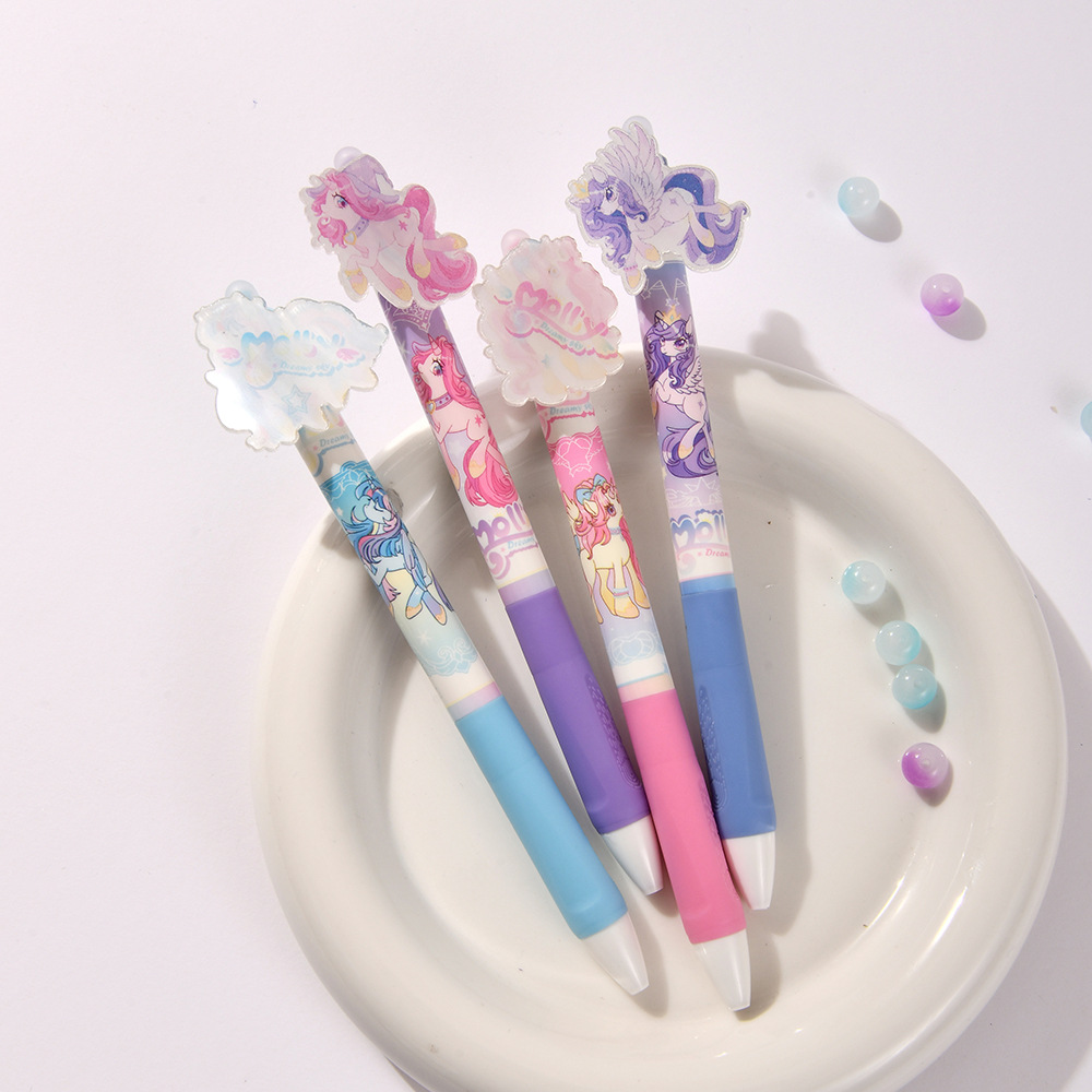 Chenxi is really good at erasing unicorns. Press and erase gel pen. Anime soft grip, crystal blue, high appearance level. Practice pen ST. Smooth tip, smooth writing, no marks, erasable pic 11