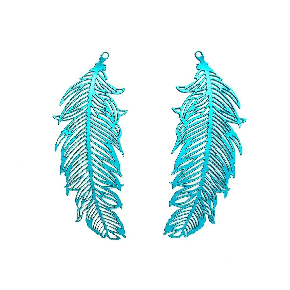 47*19mm欧美小众复古风镂空花纹彩色羽毛耳环 DIY手工项链配件 独特饰品其他分类详情9