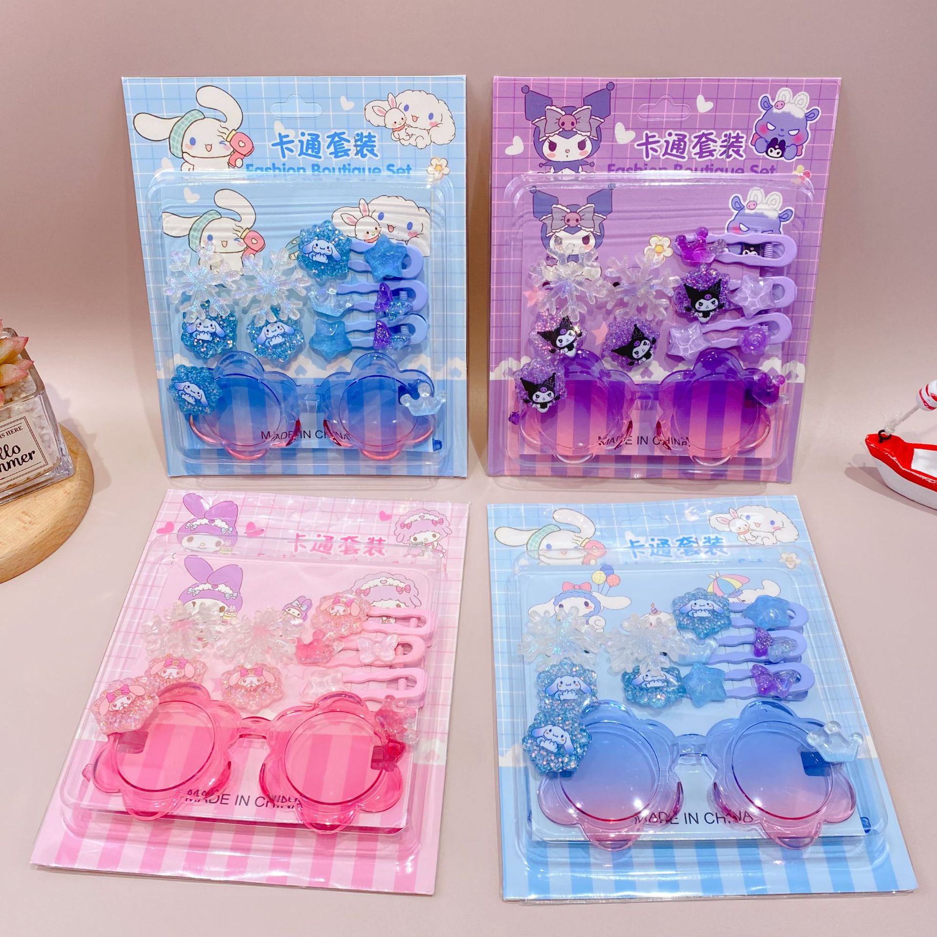 新款哒哒咘眼镜卡通皮筋发夹饰品套装可爱少女心装扮潮玩时尚精品详情44