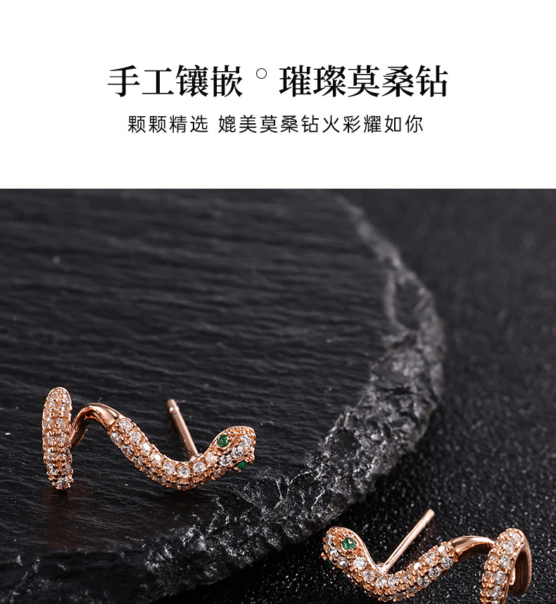 Zhuoheng selects diamond-encrusted snake-shaped earrings, pink earrings, fashionable earrings, accessories, wholesale trendy earrings pic 17