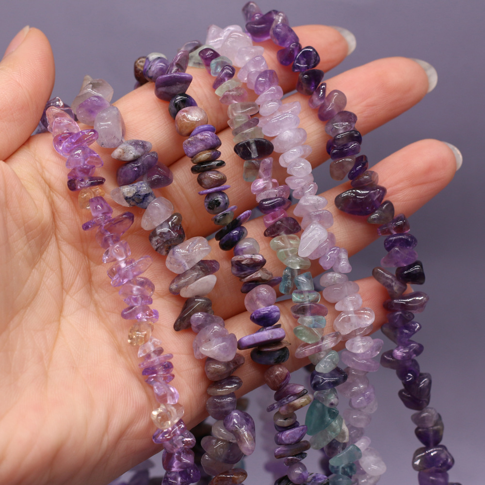 Wholesale of semi-finished DIY jewelry and handcrafted accessories made from natural crushed stone, amethyst and fluorite raw stones, beads with holes pic 5