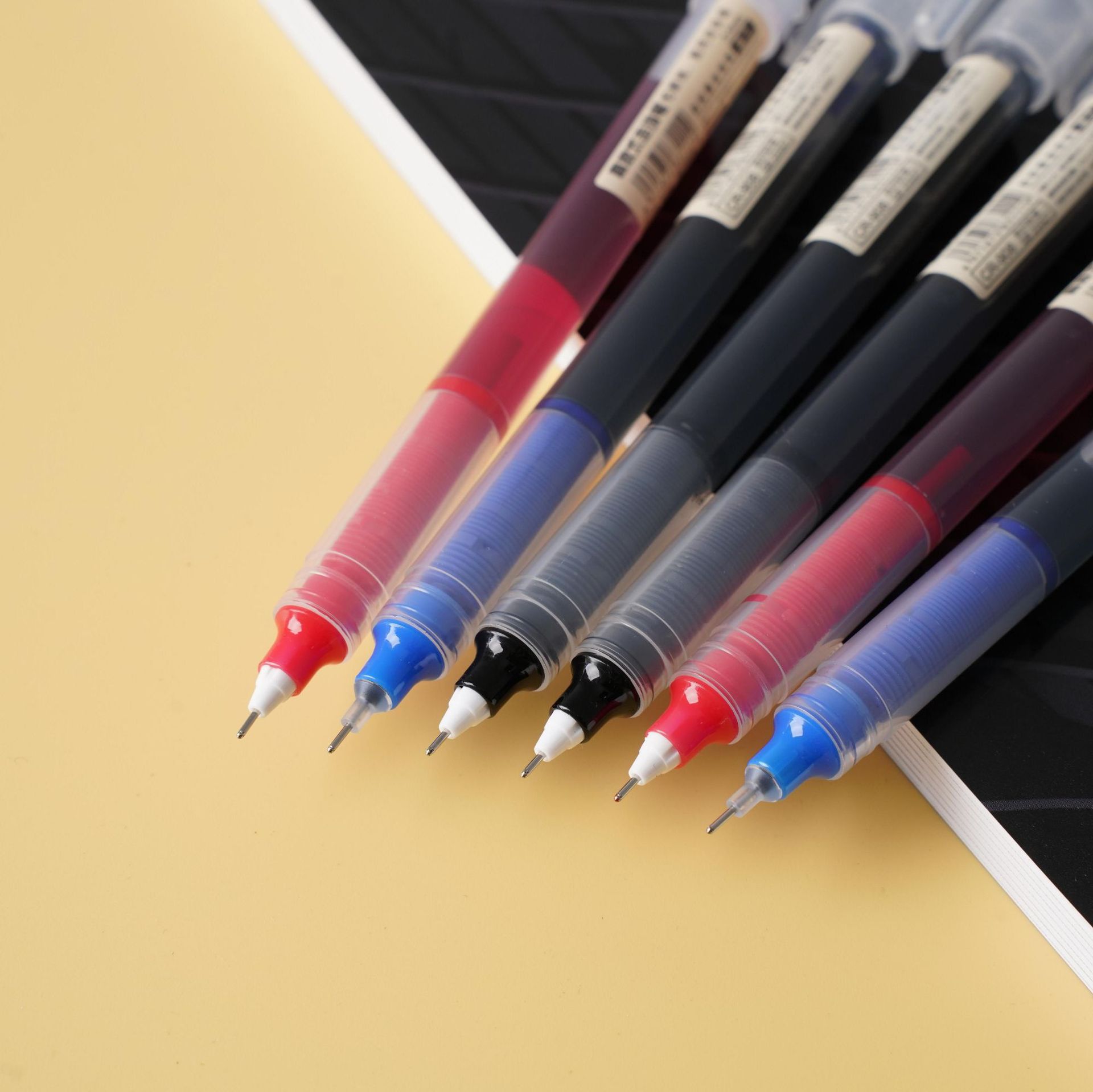 Black quick-drying straight liquid ballpoint pen, 0.5mm needle tip gel pen, large-capacity student examination signature pen pic 7