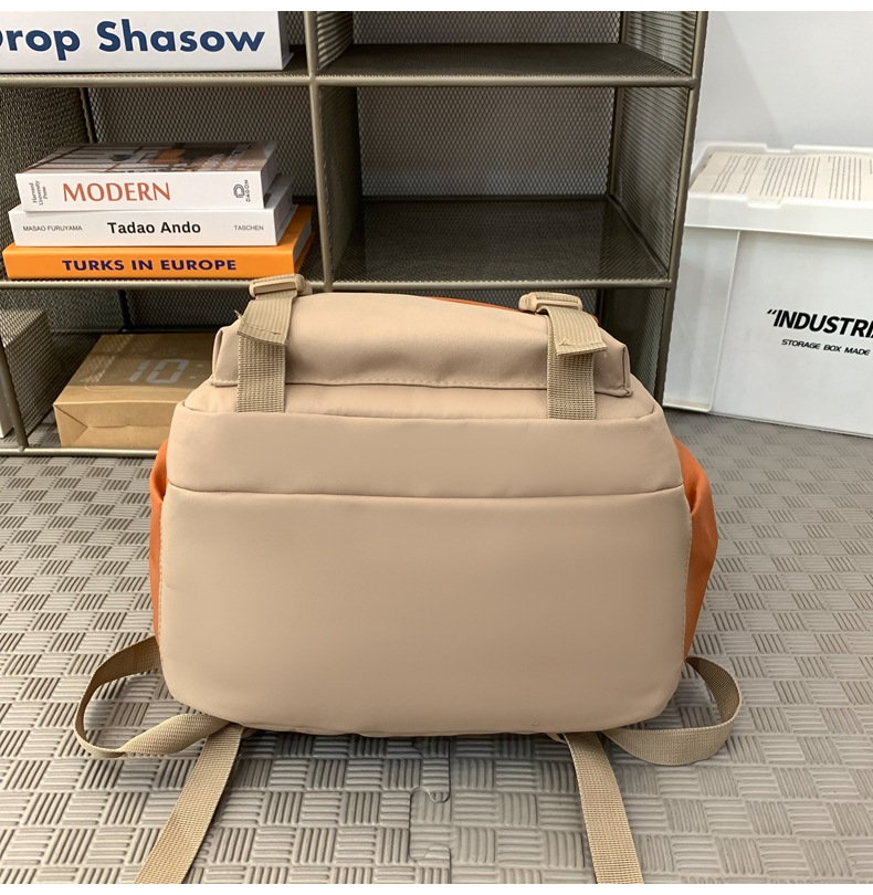 批发跨境双肩包韩版百搭书包撞色大学生高中大容量短途旅行背包详情47