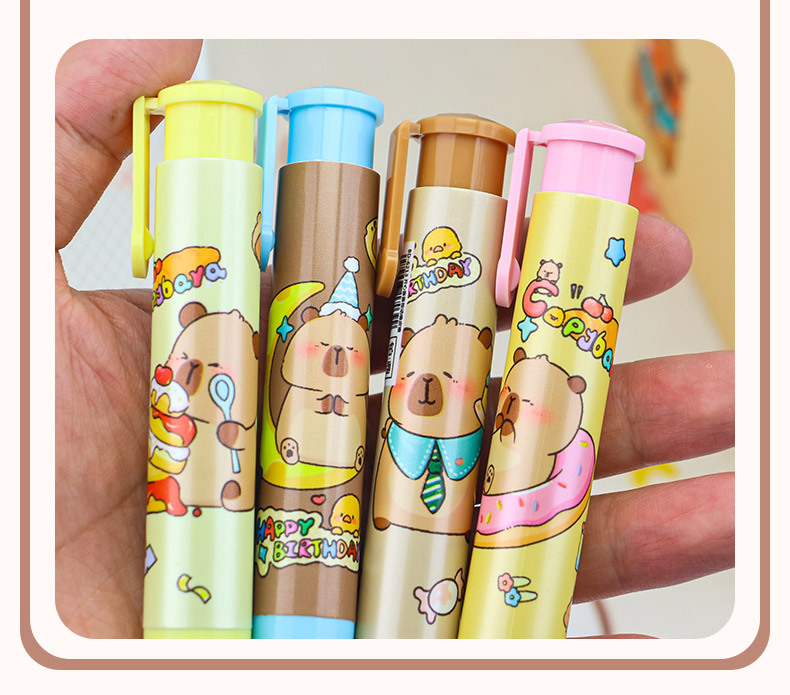 Cute Capibara press eraser, a creative pen-shaped eraser for primary and secondary school students and children pic 6