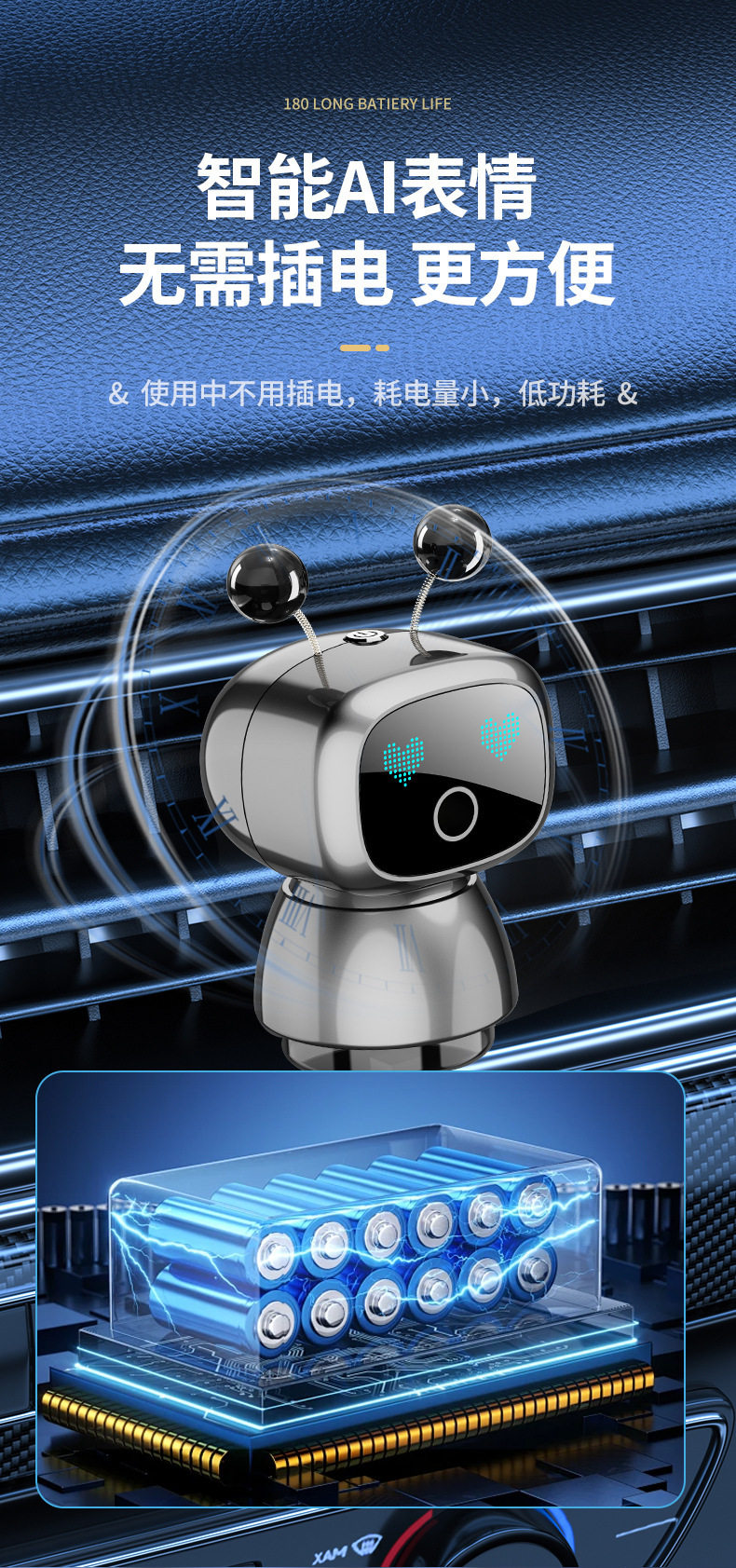 车载机器人智能香薰汽车内饰空调出风口香水座车用装饰香氛香薰器汽车用品详情17