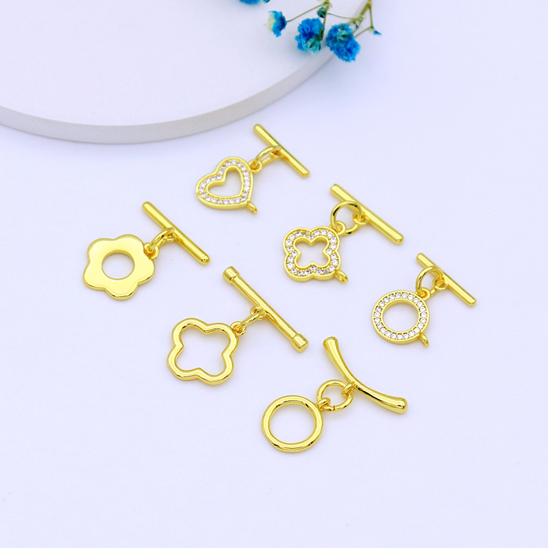 Color-preserving pure copper plated with 18K real gold OT clasp necklace bracelet ending connection clasp diy accessory factory B65 pic 6