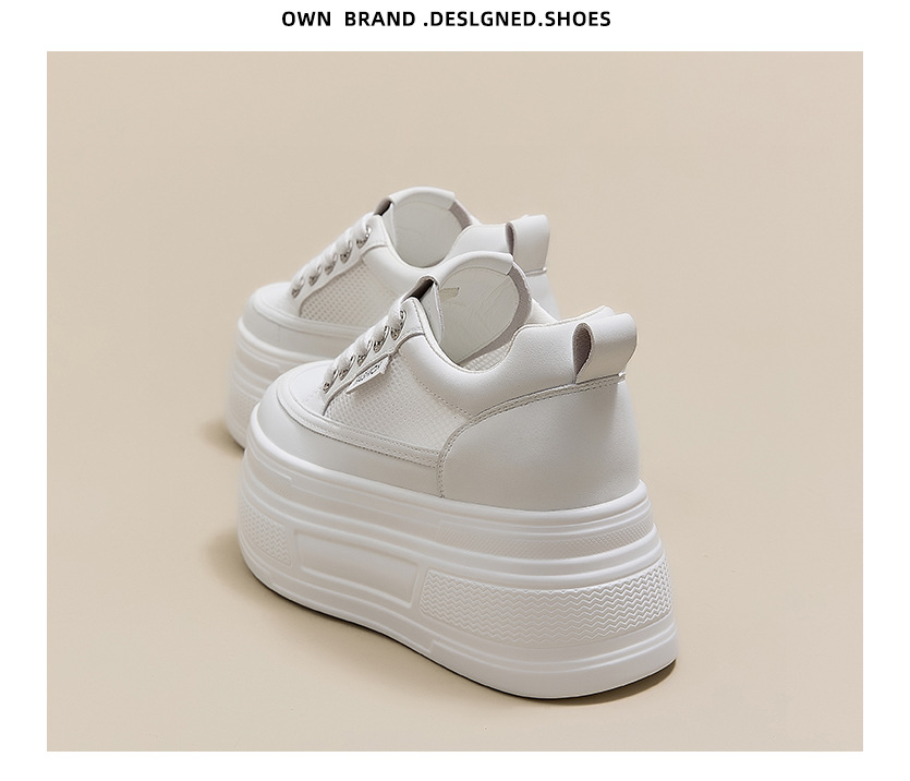 The thick-soled, insole, breathable white sneakers are a perfect match for women and are a new sporty casual shoe for Spring and summer 2025 pic 16