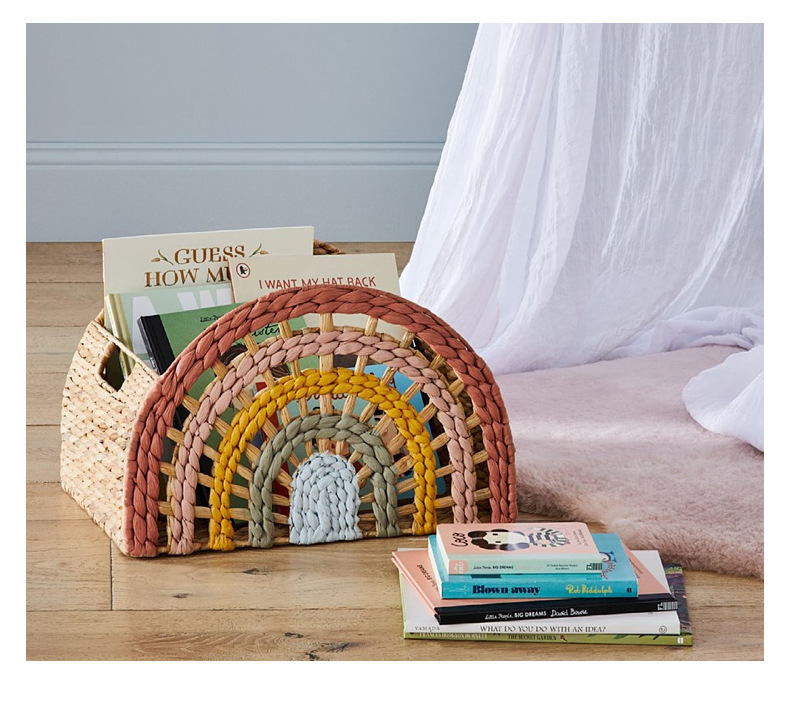 Cross-border willow storage basket, gourd grass woven basket, rainbow-shaped semi-circular storage basket with handle pic 16
