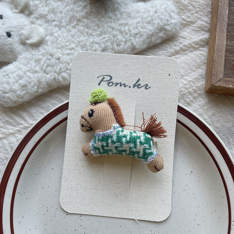 新款韩版秋冬布艺手作小马系发夹儿童侧边碎发刘海夹弹力马尾发圈详情12