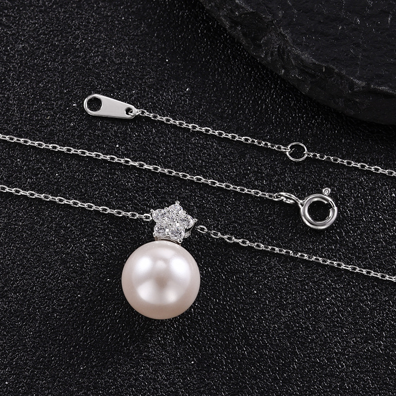 S925 All-silver Edison pearl pendant necklace, a versatile and high-end gift for women, simple and versatile, small and clear pic 9