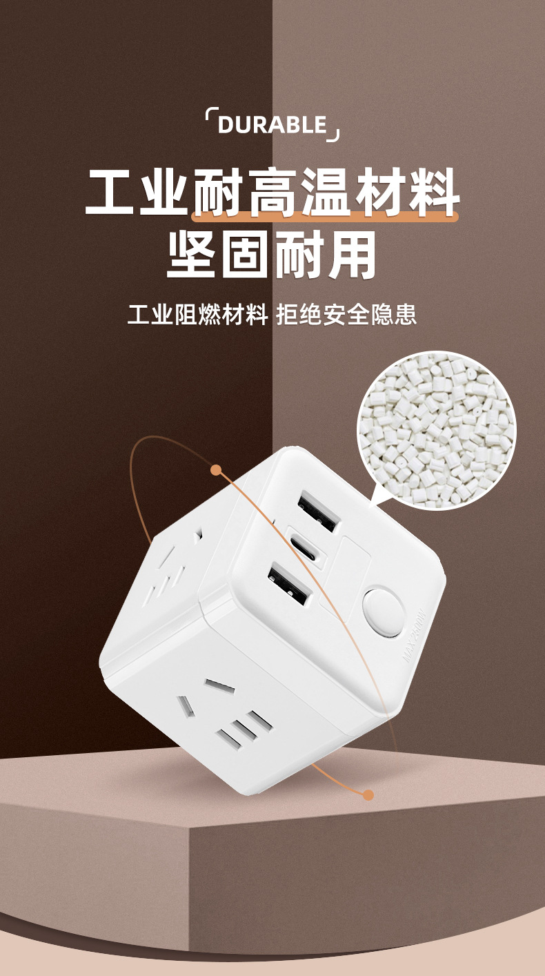 魔方插排家用电源插座转换插头一转多孔多功能孔带USB+c孔详情15