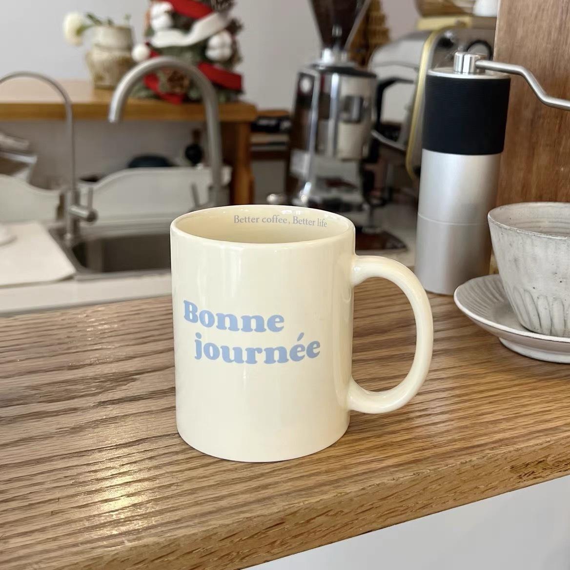 Couple French ceramic cups, ins style, high appearance level - mugs, heat-resistant best friend cups, milk cups, coffee cups pic 6