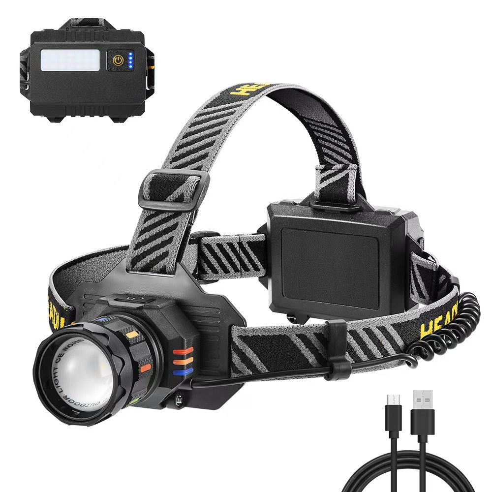 跨境新款白激光强光头灯USB充电户外变焦远射头灯东背部红光警示L详情4