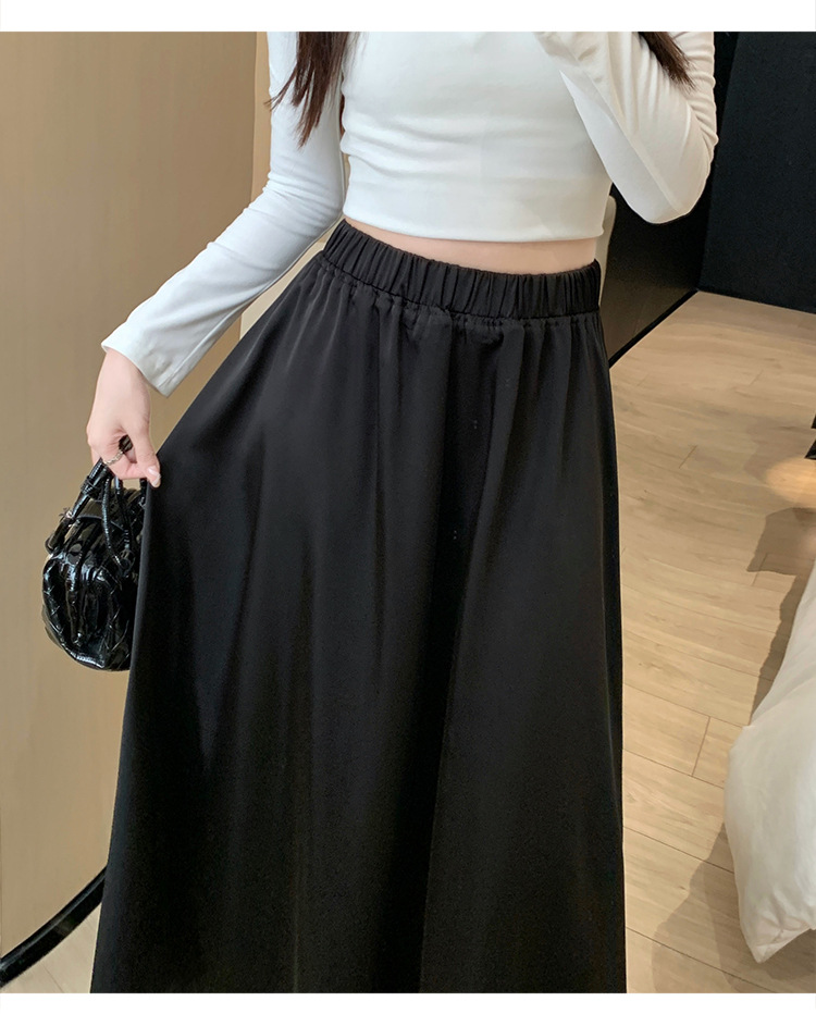 French acetate satin half skirt for women 2024 Spring/Summer pleated long skirt with elastic and tight waist, A-line large swing umbrella skirt pic 56
