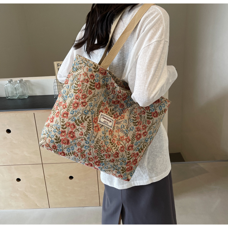 大容量帆布包包2024新款潮时尚百搭单肩手提袋子ins学生上课包女详情18