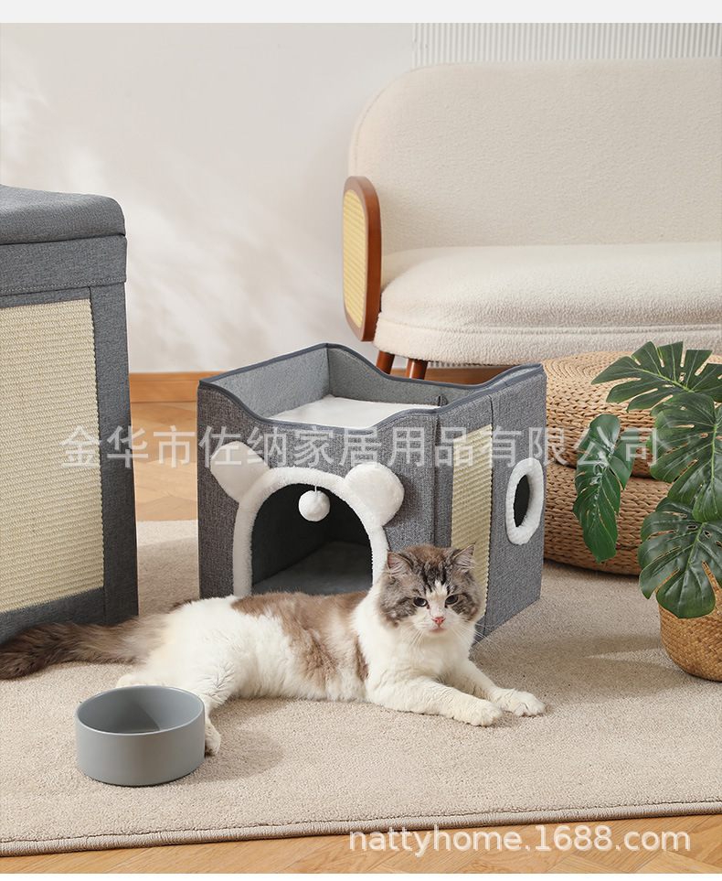 亚马逊爆款猫窝四季通用保暖室内可折叠宠物窝源头厂家现货批发详情13