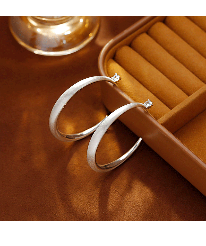 Hyacinth large brushed silver pigment ring earrings, a new bestseller in 2025, exude a sense of high-end, light luxury, grand and unique beauty pic 4