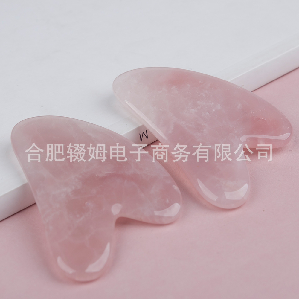 粉晶刮痧板心形刮痧按摩器美容面部脸部天然玉石手指粉水晶刮痧片详情19
