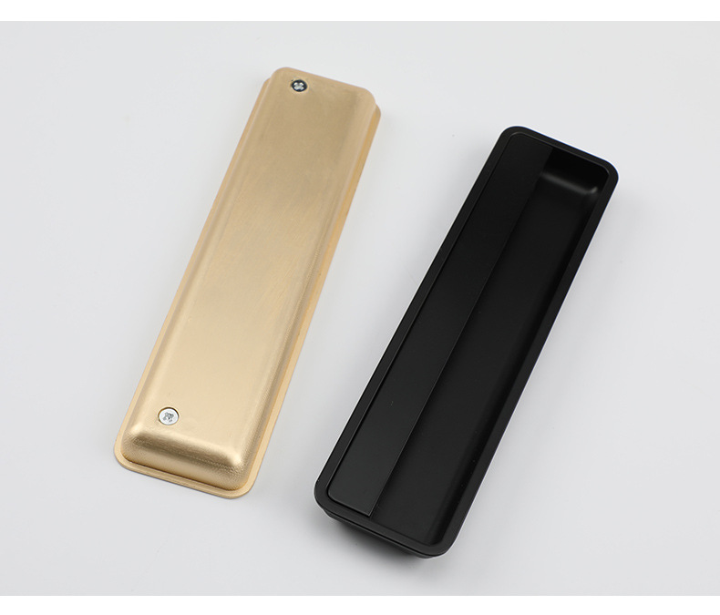 The black invisible handle of the tatami is embedded with the drawer handles of the cabinets and wardrobes. The sliding door is equipped with a golden concealed embedded handle pic 52