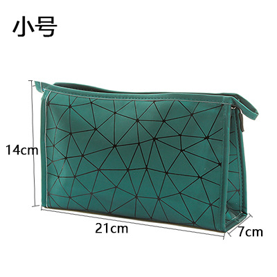 Fashionable waterproof geometric diamond-shaped PU cosmetic bag, portable travel lady, large-capacity toiletries storage clutch pic 13