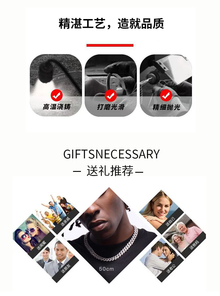 欧美嘻哈镶钻繁星项链男士百搭银色个性hiphop跨境配饰批发吊坠详情5