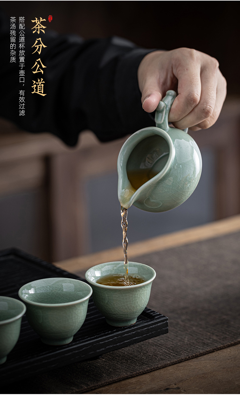 Relief Ge Kiln crackle Kung Fu tea set, a complete set of high-end ice-crack glaze ceramic for home use, practical for office use and as a gift pic 9