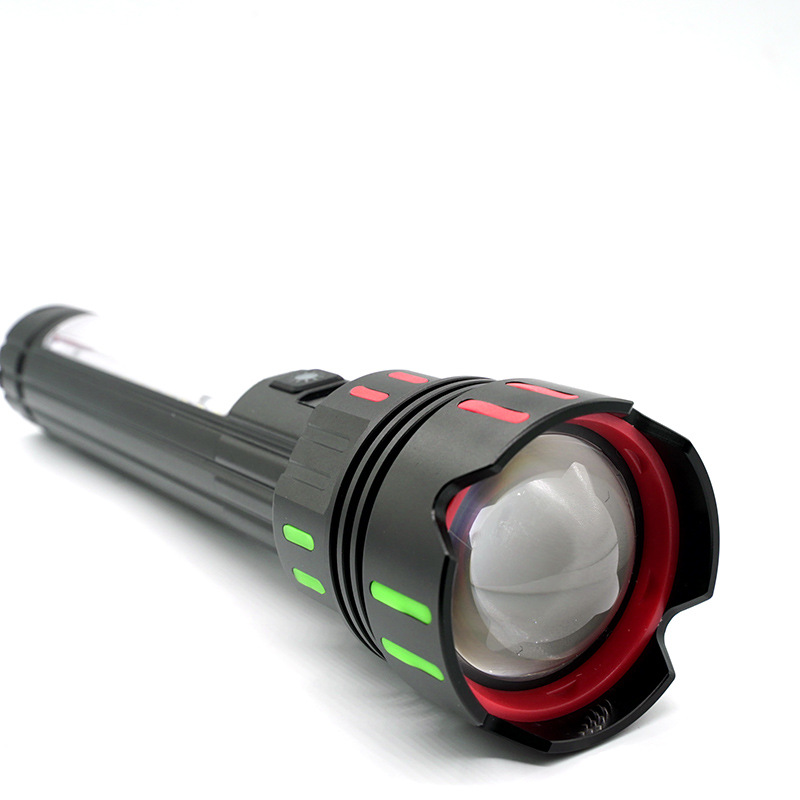 新款白激光手电筒荧光彩条带侧灯Type-C充电带输出数显警示手电筒详情6
