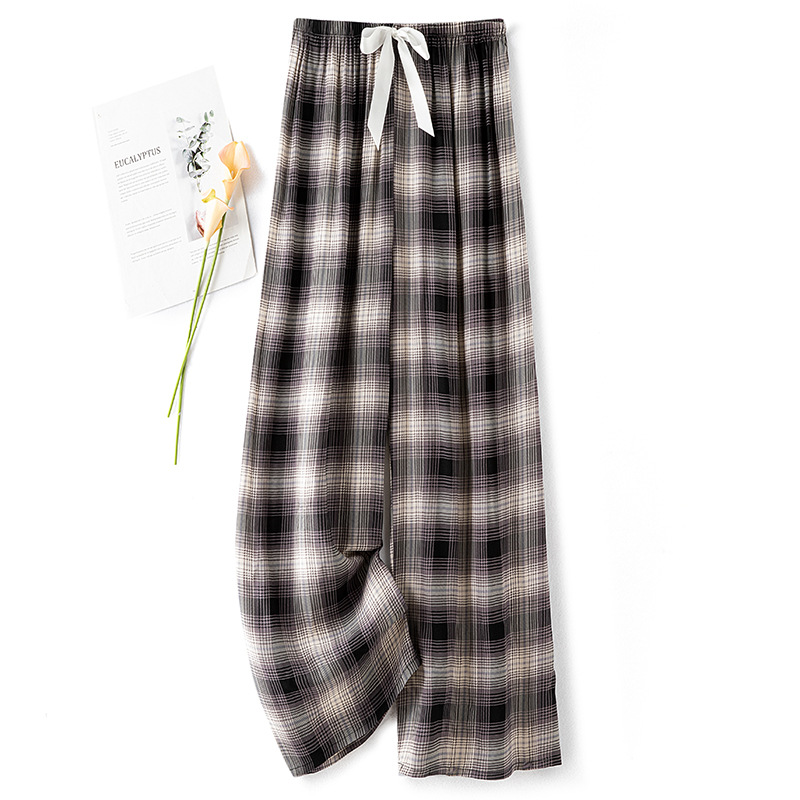 Cotton silk pajama pants for women in summer, thin artificial cotton wide-leg pants, can be worn outside in spring and autumn, loose home air conditioning nine-inch long pants pic 18
