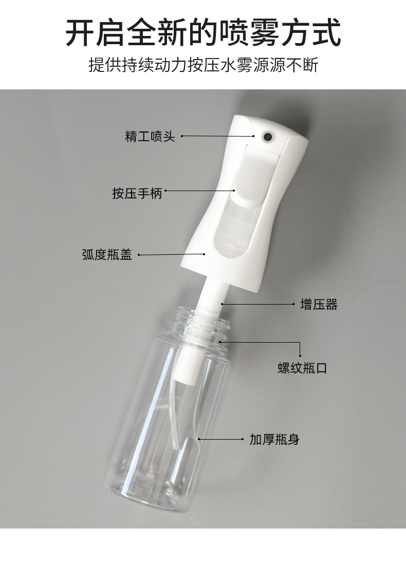 Continuous high-pressure alcohol disinfection, makeup hydration dilution, fine mist, small spray bottle, ultra-fine atomization spray bottle press pic 6